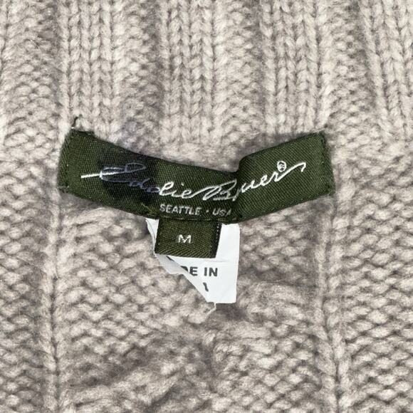 Eddie Bauer Women’s Cable Knit Long Button Cardigan Sweater Beige Alpaca Wool M - Picture 10 of 12